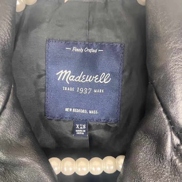 Madewell Ultimate Leather Motorcycle Jacket in True Black SZ XXS - Picture 13 of 14